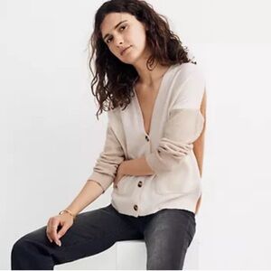 Madewell Short Kent Ex-Boyfriend‎ Patch Pockets Colorblock Cardigan Sweater XS